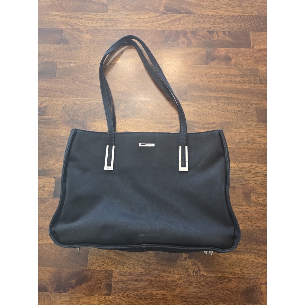 GUESS Women's Purse Handbag Black Medium Leather Minimalist Style